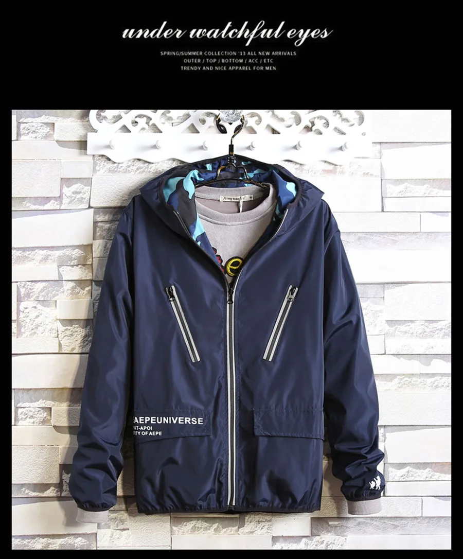 Streetwear Mens Jacket Color Zipper Casual   (3)