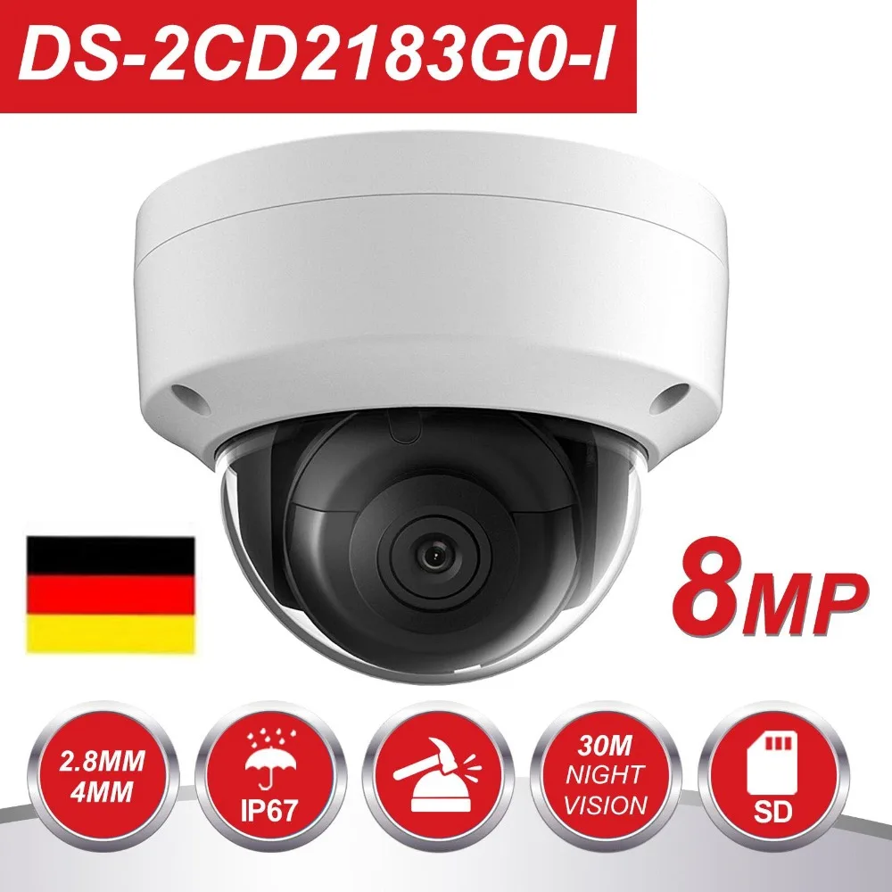 Оригинальная Hikvision 8-мегапиксельная ip-камера POE, уличная DS-2CD2183G0-I купольная камера безопасности H.265 со слотом для sd-карты и ночным видением 30 м