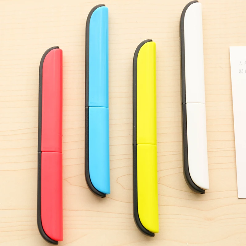Personality color scissors pen type folding portable safety hand with protective cover office supplies|portable scissors|safety scissorsscissors |