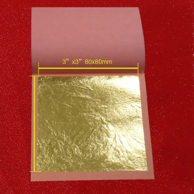 Один буклет из 25 листов 8X8 см 99.99% подлинного золотого листа лист фольги 24k золотой лист
