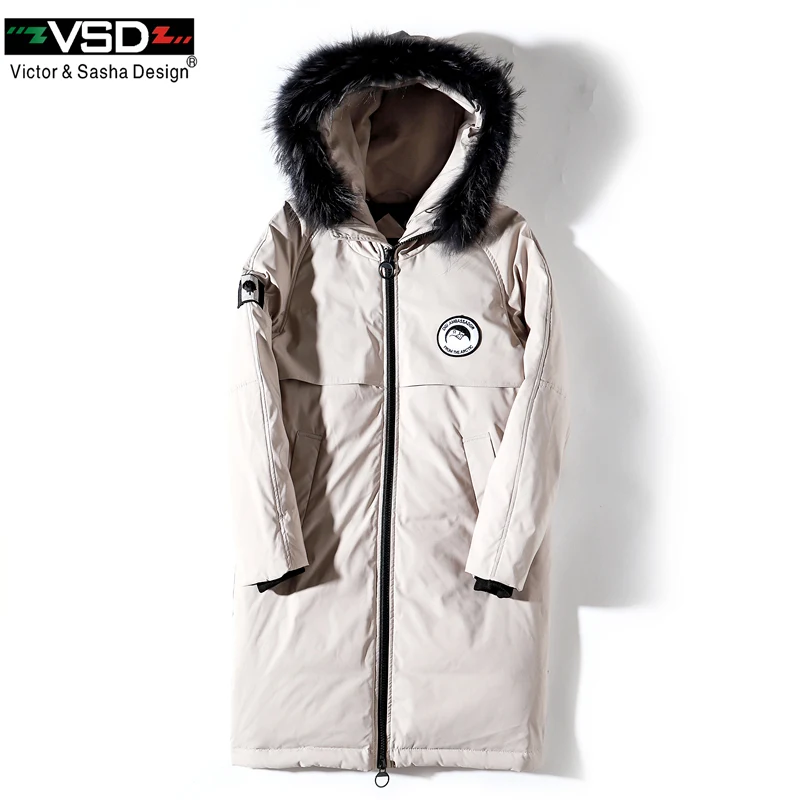 VSD зимняя куртка на утином пуху больше натуральным мехом пальто Мужская мода Канада Стиль одежда высокого качества повседневные куртки парки VS8806