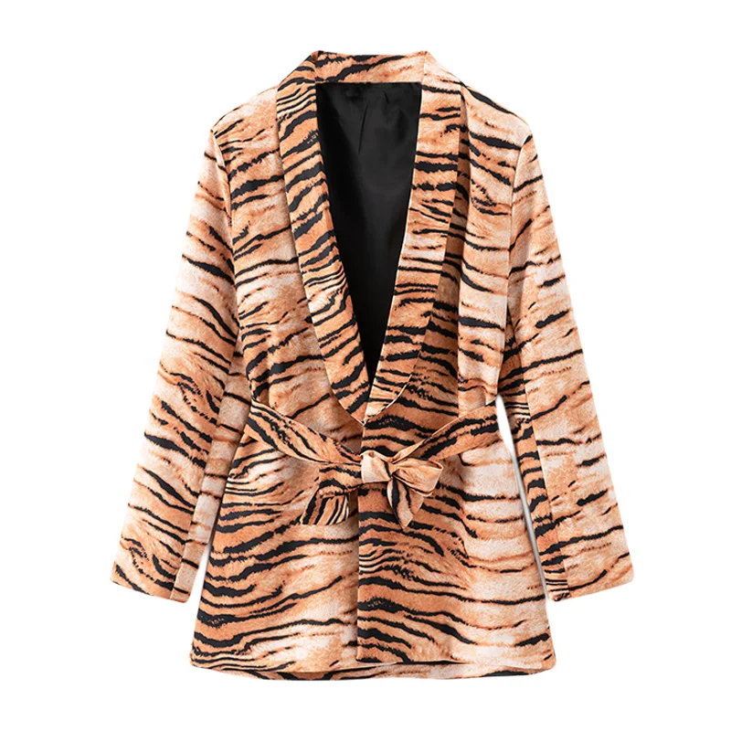 

Female Jacket Women's Suit Print Jacket 2019 Spring and Autumn Festival New Fashion Leopard Print Long Sleeve Blazer