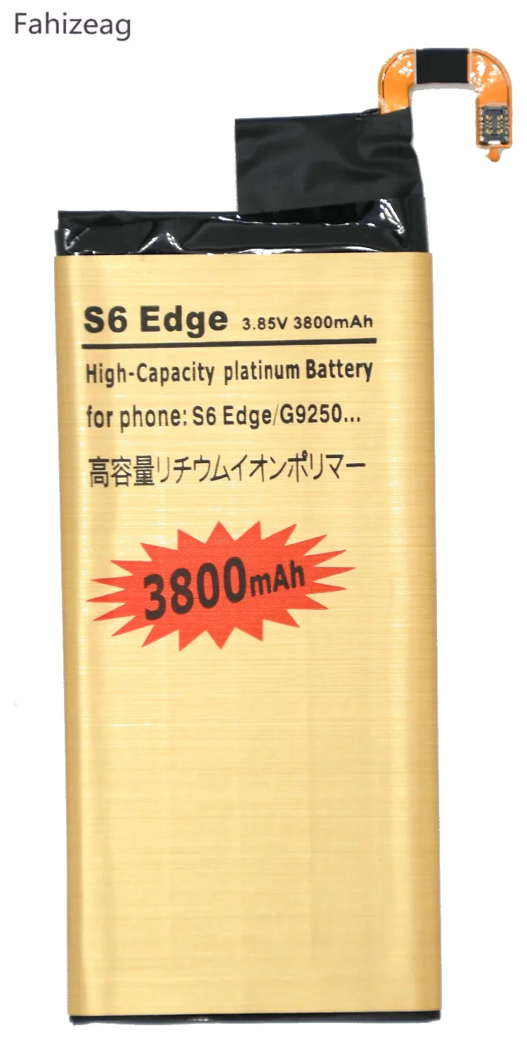 Fahizeag 1 шт. 3800 мАч EB-BG925ABE запасная батарея для Samsung Galaxy S6 Edge G9250 G925S G925FQ SM-G925l G925F G925L G925K