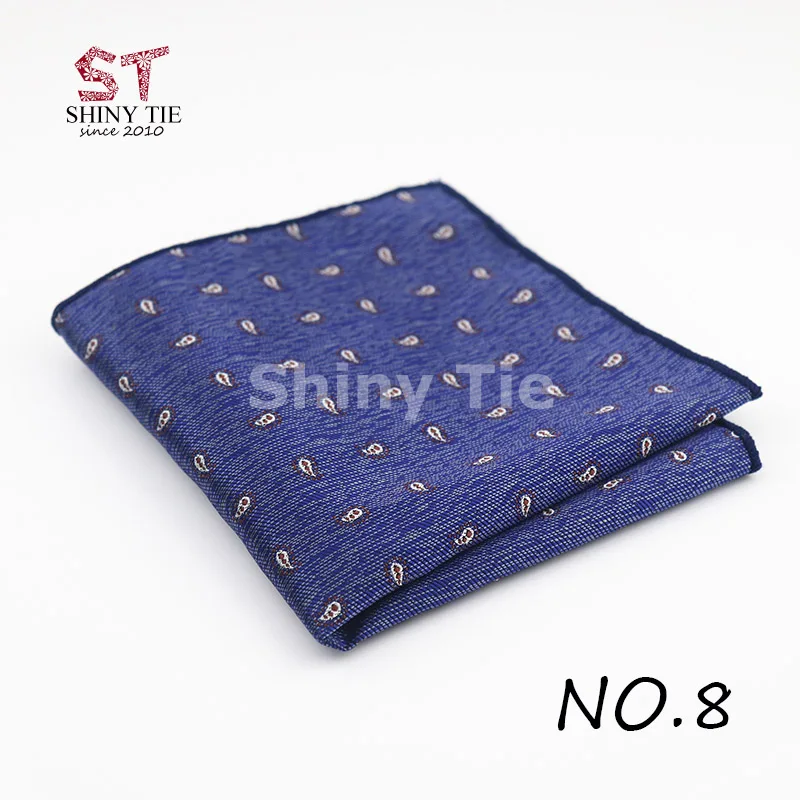 Yiyanyang Для мужчин узкие Paisley Pocket Square полиэстер цветок синий серый зеленый Цвета 25*25 см Hanky тонкий жених Костюмы - Цвет: 8