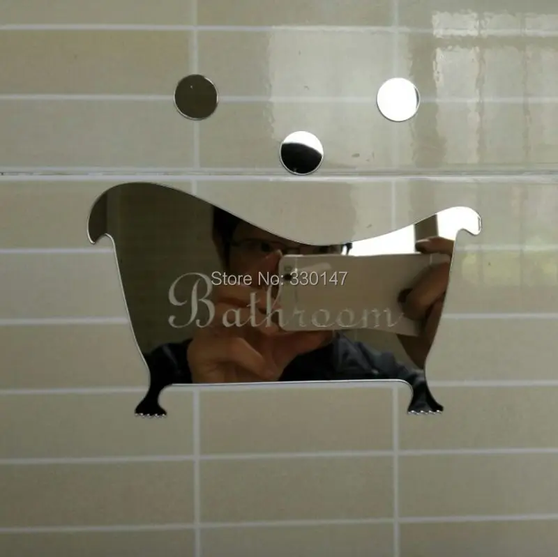 Ванная комната вход знак акриловая зеркальная поверхность двери/настенный стикер для магазина офиса дома кафе отеля украшения