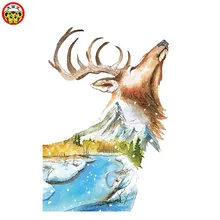 Diy живопись масляными красками по цифровому изображению лося абстрактные Декорации для ландшафтного дизайна, семейное стенная роспись над диваном пейзаж воды подарок