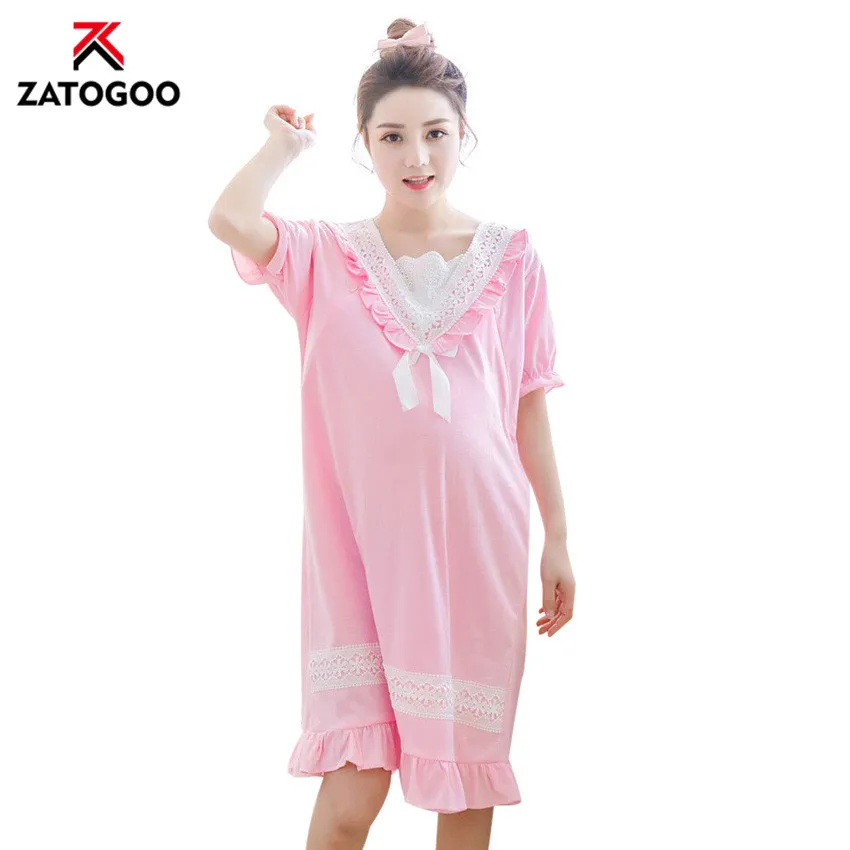 

Plus Size Nursing Maternity Loose Sleepdress Fashion Short Sleeve Pregnant Women Nightgown Soft Pregnancy Sleep Dress Night Wear