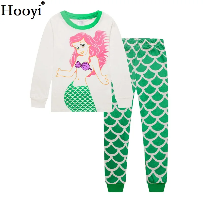 Hooyi/комплекты одежды для девочек пижамный комплект для малышей, детские пижамы Длинные костюмы ночная рубашка 2, 3, 4, 5, 6, 7 лет, футболки с вышивкой брюк - Цвет: 4