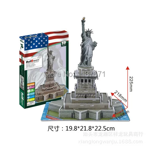 Paper Model Diy Statue of Liberty Enlighten Blocks Construction Brick