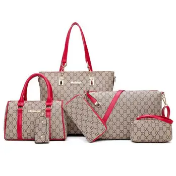 

2018 iece Set Designer BrandNew Women Shoulder Bags PU Leather Handbags Fashion Female Purse High Quality Six-Piece Set Designer