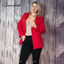 Queechalle Red Black 4XL 5XL Big Size Lady Workwear Jacket Suit