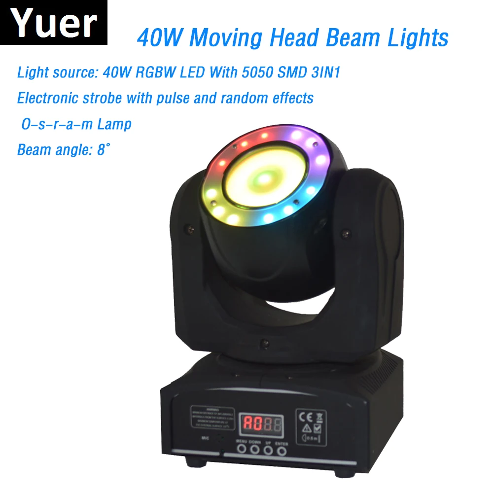 

Mini 40W Moving Head Beam Stage Lamps Effect Lighting RGBW Color Mixing DMX512 Control For Professional KTV DJ Disco Bar Clubs