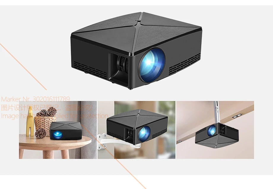 AUN Proyector C80 UP, разрешение 1280x720, 2200 люмен с Android wifi HD мультимедийный проектор для домашнего кинотеатра, дополнительный мини-проектор C80