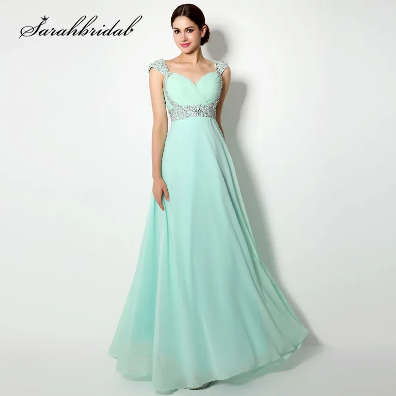 Vestidos de Baile Frisado sem Costas até o Chão Rendas até Festa Vestidos de Noite Encantadores Longo Querida Cristal Chiffon Lantejoulas Sd179