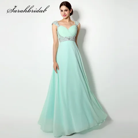 Vestidos de Baile Frisado sem Costas até o Chão Rendas até Festa Vestidos de Noite Encantadores Longo Querida Cristal Chiffon Lantejoulas Sd179