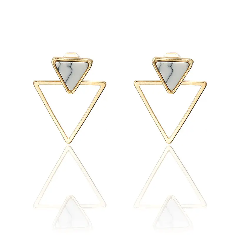 Новые модные дизайнерские геометрические треугольные круглые белые серьги мраморной окраски для женщин, очаровательные ювелирные изделия в подарок - Окраска металла: ez92