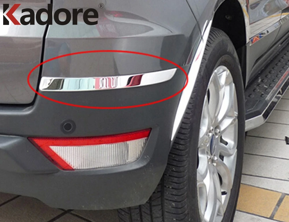 

For Ford Ecosport 2013 2014 2015 2016 ABS chromed Car Rear Bumper Corner Decorative Light Strip Moulding Trims Car Styling 2pcs