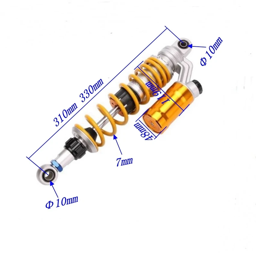 Универсальный мотоциклетный 310 мм 330 мм напольный протектор Регулируемый пружинный демпфированный задний амортизатор для Yamaha Kawasaki Suzuki Honda