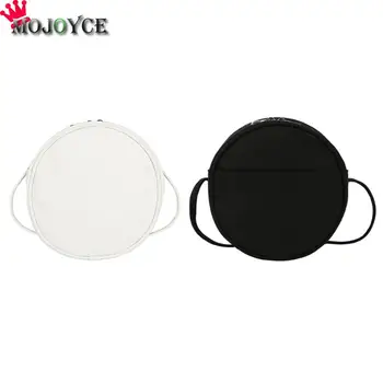 

2018 New Simple Round Women PU Leather Crossbody Bags Fashion Casual Girls Shoulder Circle Zipper Messenger Bags Black White