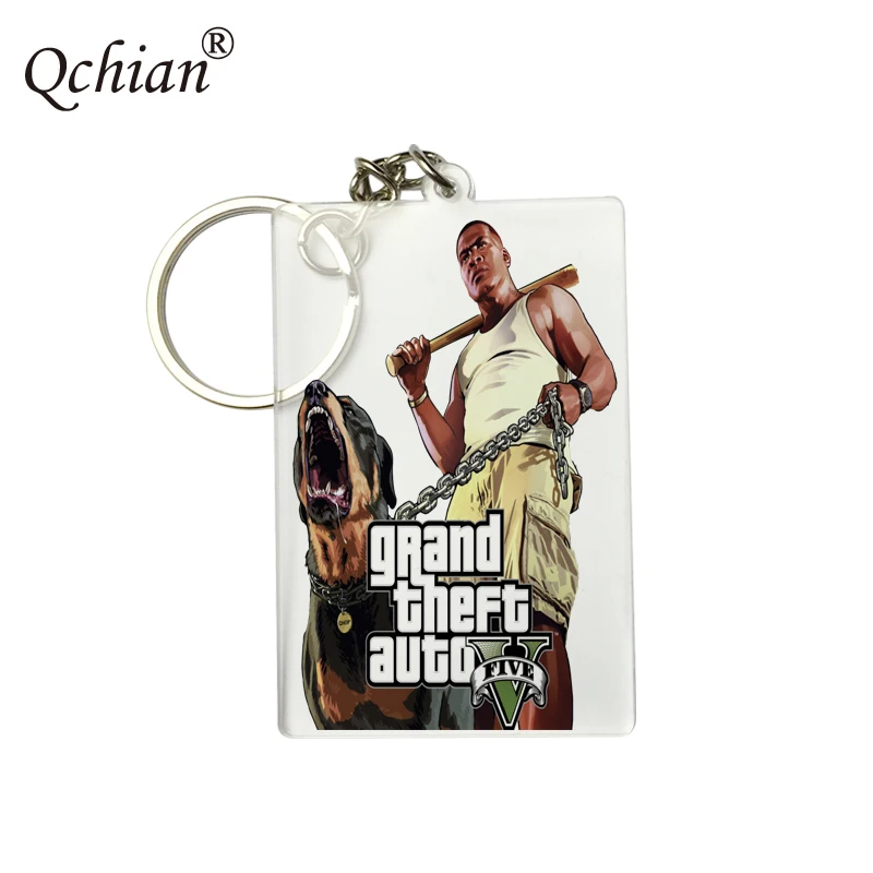 

Game PS4 GTA 5 Grand Theft Auto 5 Print Keychain for Men Fans Letter Grand Theft Autob Rockstar Keychains