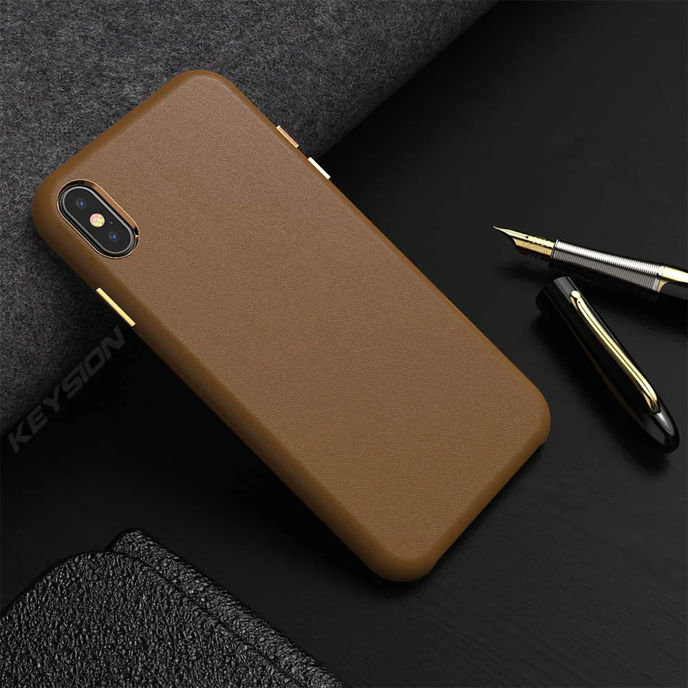 KEYSION чехол из искусственной кожи для iPhone XS Max XR XS роскошный бизнес защитный чехол для телефона для iPhone XR XS 6 7 8 Plus - Цвет: Коричневый
