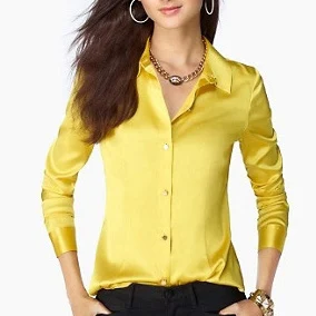 yellow silk blouse ladies