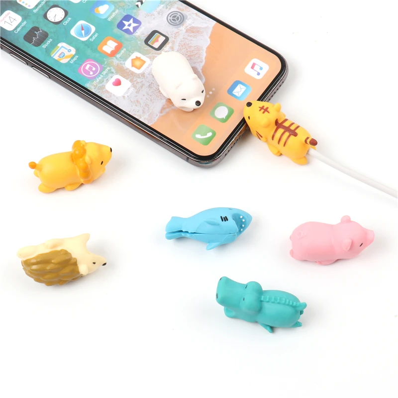 

New Cable Animal Bites Cartoon USB Charger Cable Cord Protector for Iphone 8 7 6 USB Cable Protection Dropshipping