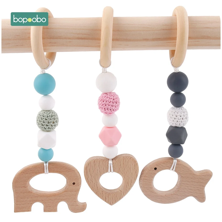 Bopoobo 10pc 간호 젖니가 남 크로 셰 뜨개질 구슬 씹을 수있는 구슬 DIY 쥬얼리 간호 액세서리 Gehaakte 장난감 Teether 16mm