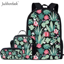 Jackherelook Цветочные кактусы школьные сумки для девочек-подростков студенческий рюкзак, школьная сумка Набор детских книжных Сумок женская сумка на плечо
