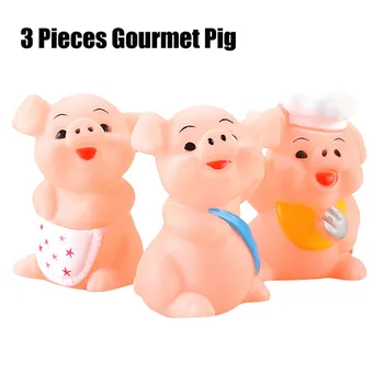 

3 Pieces Gourmet Pig Resistance To Squeaking Infants and Children's Rubber Toys Gift for baby kid F1