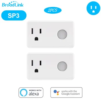 

2PCS BroadLink SP3 US 16A Wifi Smart Socket, Power Plug Socket, Smart Socket Compatible with Alexa and Google Home Voice Control