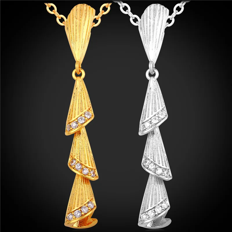 Pendant Necklace For Women Fashion Jewelry Unique Design Gold Color Cubic Zirconia Screw