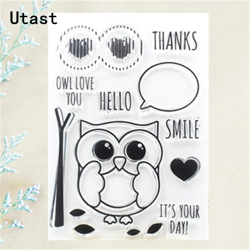 Thanks Smile Owl Clear Silicone Stamps /Transparent Rubber Stamp for DIY Scrapbooking /Photo Album Decorative Craft Making | Дом и сад