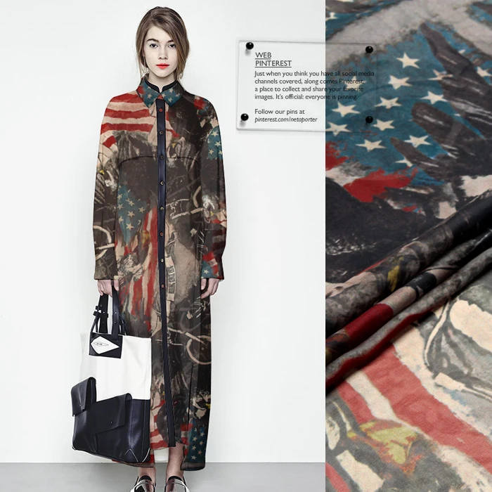 

140cm wide 8mm beautiful American flag silk chiffon fabric for summer dress shirt clothes