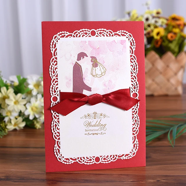 50 Pieces Lot New Classic Bride And Groom Wedding Invitation Cards