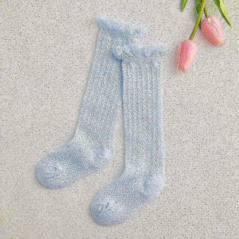 Милые носки для маленьких девочек Meias/Хлопковые Дышащие носки для новорожденных, нескользящие носки для маленьких девочек 1-24 месяцев - Цвет: Blue
