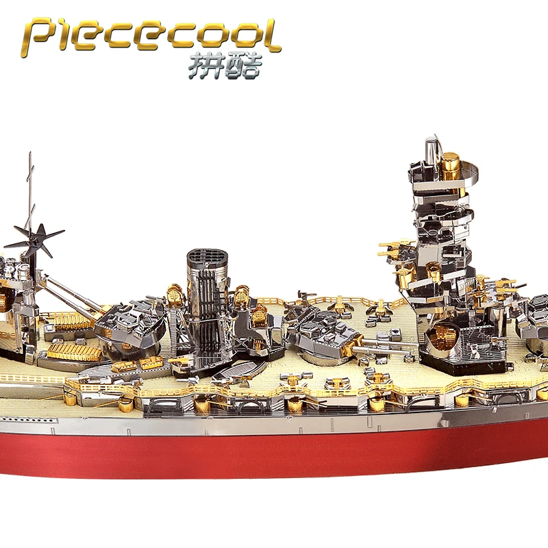 FUSO линкор Piececool P127-RSG 329 части 3 листа металлическая Сборная модель 3D Пазлы игрушки японский военный корабль