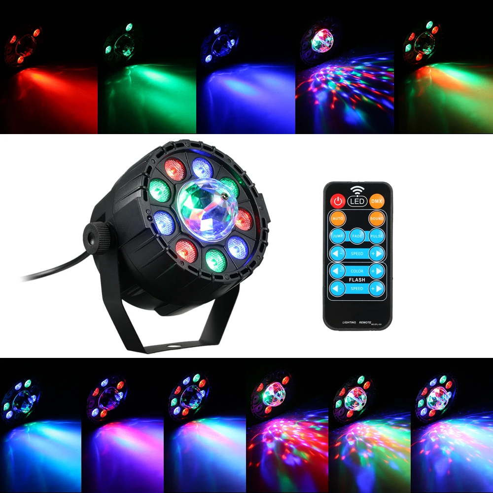 

Party Lights RGB Stage Light LED Crystal Magic Rotating Ball Mini RGBW Disco Light Par Light Disco DMX 512 Disco Lamp Show Party