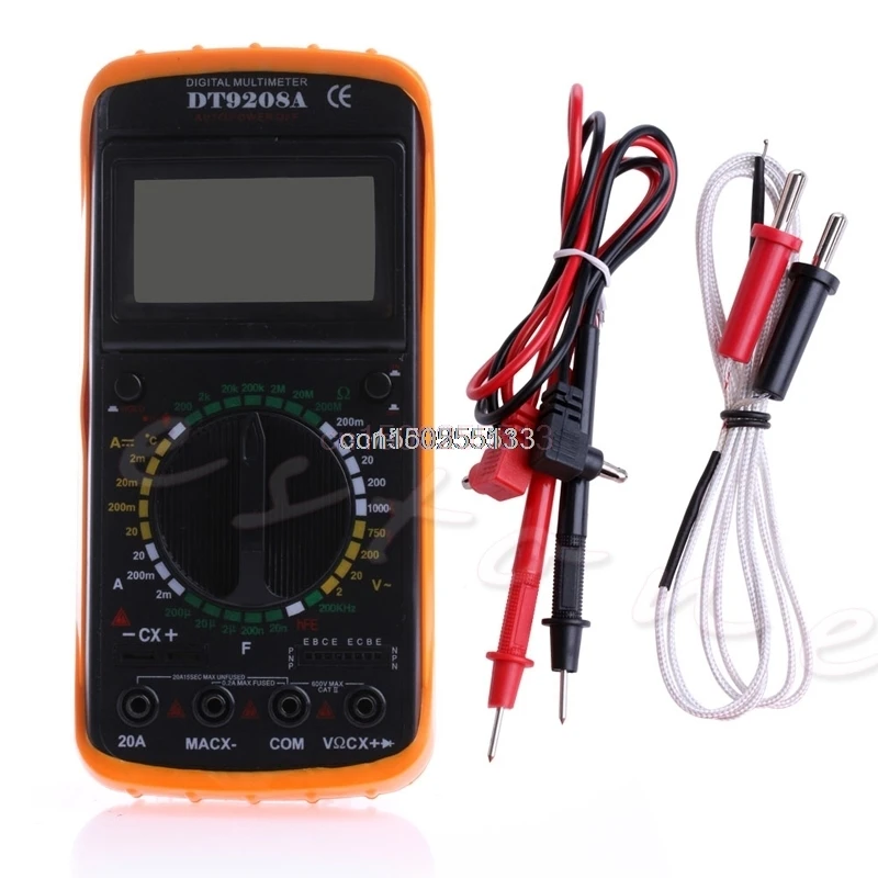 

Digital Multimeter LCD AC/DC Ammeter Resistance Capacitance Tester DT9208A