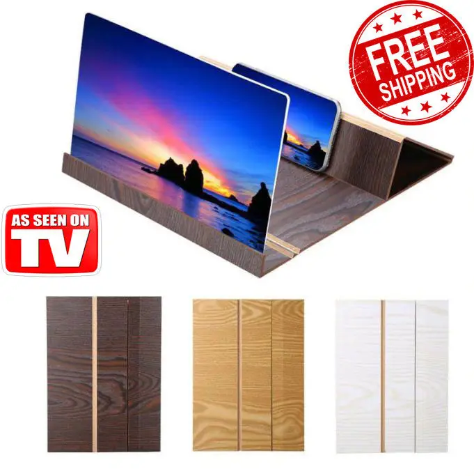 3D Phone Screen Magnifier Stereoscopic Amplifying 12 Inch Desktop Wood Bracket enlarge 4~6 times on the phone screen | Дом и сад
