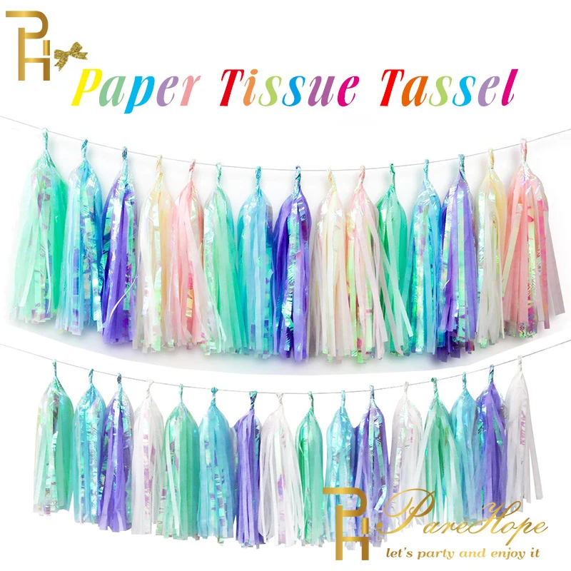 

Unicorn Party Foil Paper Tassel Garland Bride Party Wedding Decoration Birthday Baby Shower Garland Bachelorette Party Supplies