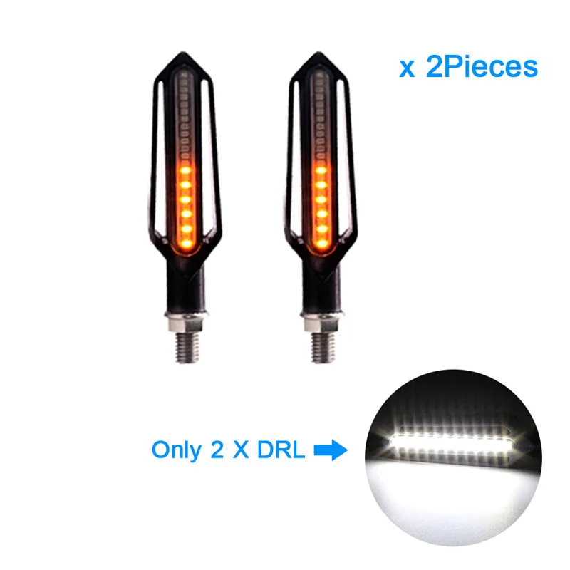 Течет мотоциклетные поворотные сигнальные огни Светодиодный Янтарный Indcator указатель поворота проблесковый маячок для Yamaha mt01 mt13 mt07 mt09 mt10 honda msx125 - Цвет: 2 Pieces DRL