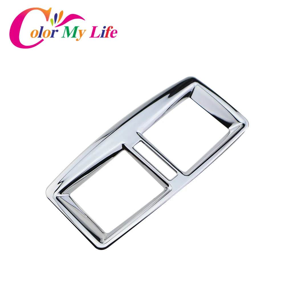 

Color My Life Chrome Back Central Armrest Console Rear Air Outlet Vent Sticker For Peugeot 3008 2013 2014 2015 2016 Accessories