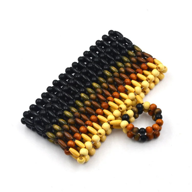 

Blascher 2019 New Wooden Bags Women Beaded Bag Woven Hand Fashion Small Bag Dinner Clutch 3-Color Bag For Ladies MBA41