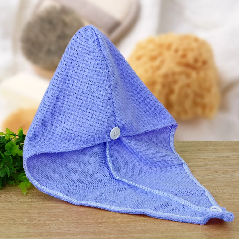 Микрофибра отличного качества шапочка для ванны быстро сухая шапка для волос обернутая полотенце микрофибра Твердые волосы тюрбан аксессуары для ванной комнаты - Цвет: Синий