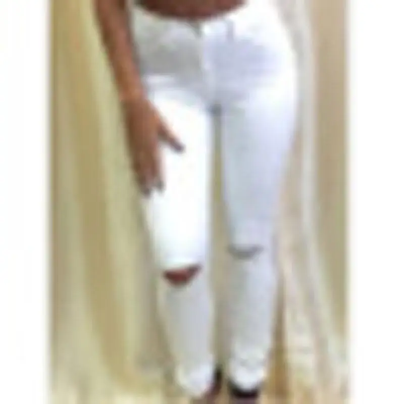 

2016 New style autumn fashion hole white women's jeans Full Length Pencil Pants Zipper skinny causal