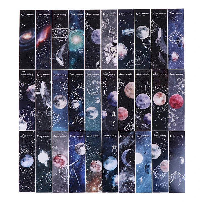 30 шт мультфильм Bookmarks для книг/поделиться/Книга маркеры/закладки для книг/канцелярские подарки канцелярская карточка роуминг космическая бумага Bookmarks