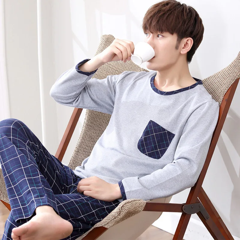 

Yidanna long sleeve pijama cotton pajamas sets for male plus size sleep clothing fresh nightie sleepwear men pyjamas suit autumn
