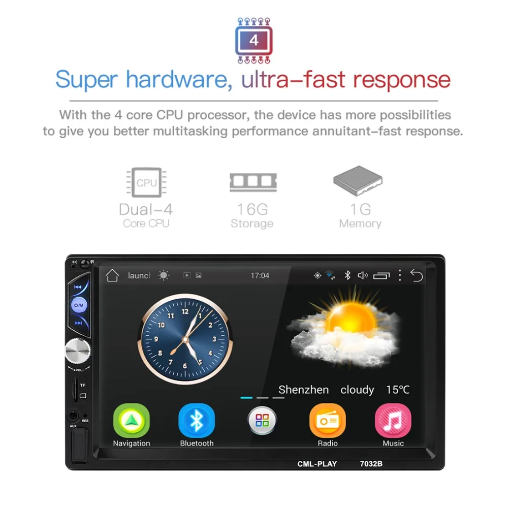 Discount Threecar Android 6.0 Car Radio Stereo GPS Navigation Bluetooth USB SD 2 Din Touch Car Multimedia Player Audio Player Autoradio 3