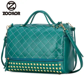 

2018 Rivet Vintage PU Leather Female Handbag Spiraea lattice Messenger Bag Women Shoulder Bag Larger Top-Handle Bags Travel Bag